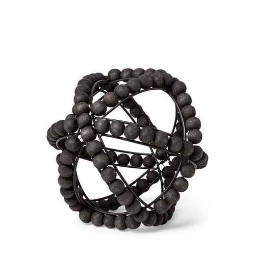 Earnhardt I Small 9L x 9W Black Wooden Beaded Orb