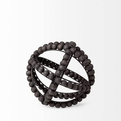 Earnhardt I Small 9L x 9W Black Wooden Beaded Orb
