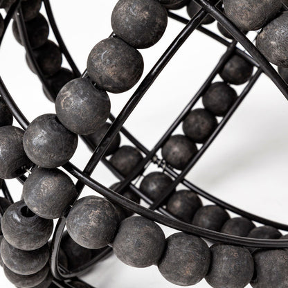 Earnhardt I Small 9L x 9W Black Wooden Beaded Orb