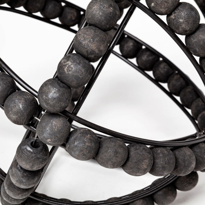 Earnhardt I Small 9L x 9W Black Wooden Beaded Orb