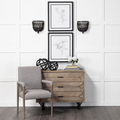 Earnhardt I Small 9L x 9W Black Wooden Beaded Orb