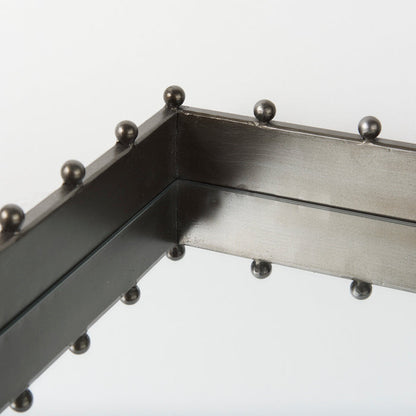 Elio 29.9L x 13.0W x 2.6H Gun Metal Gray Metal W/Studs and Mirrored Bottom Rectangle Tray