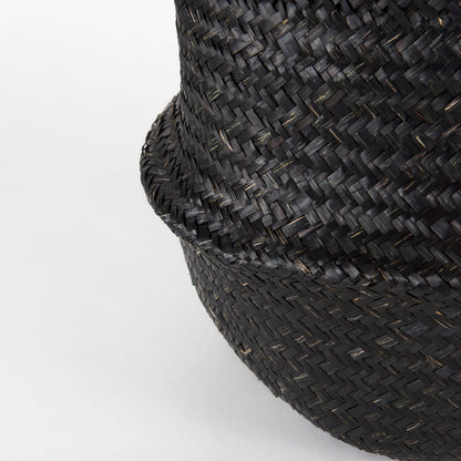 Ella 9.8L x 9.8W x 11.0H (Set of 3) Black Seagrass Basket W/ Light Brown Handles