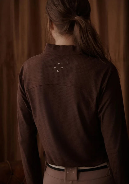Elsa Mesh LS Zip Neck Top