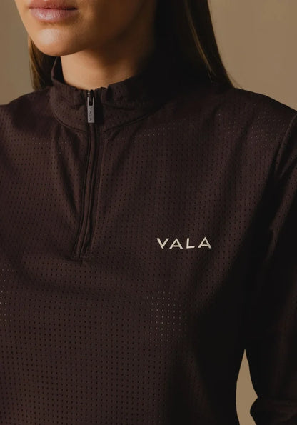 Elsa Mesh LS Zip Neck Top
