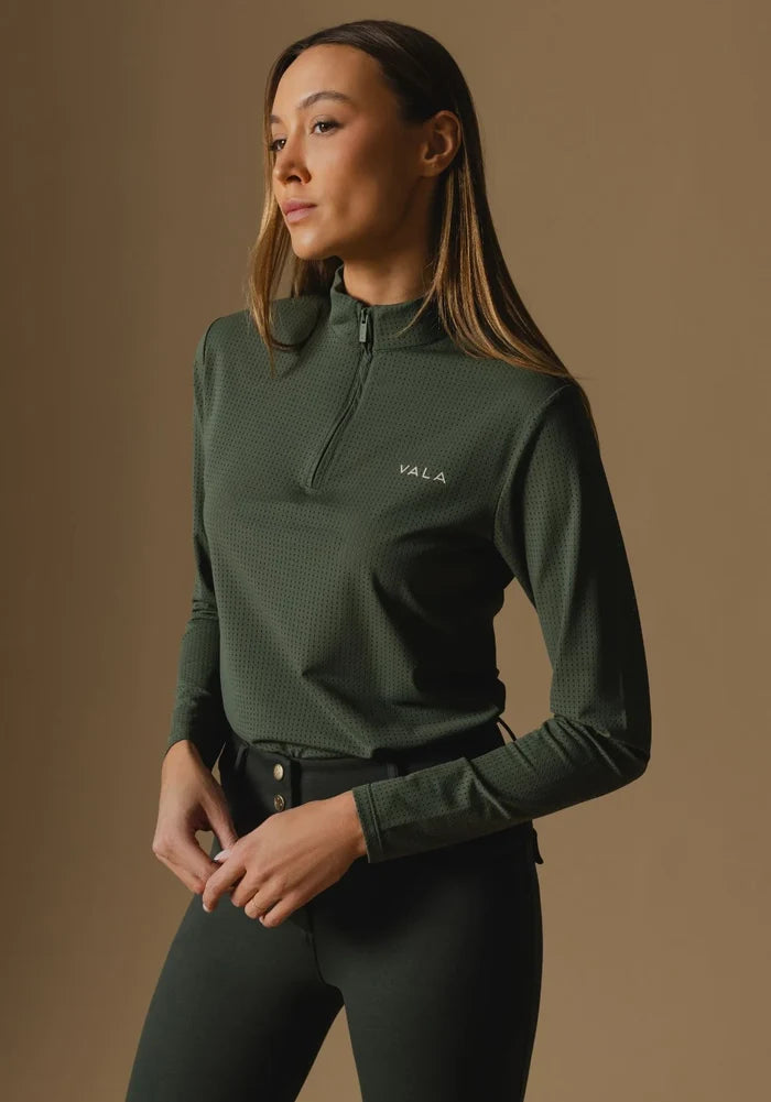 Elsa Mesh LS Zip Neck Top