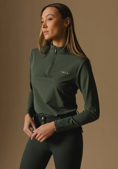 Elsa Mesh LS Zip Neck Top