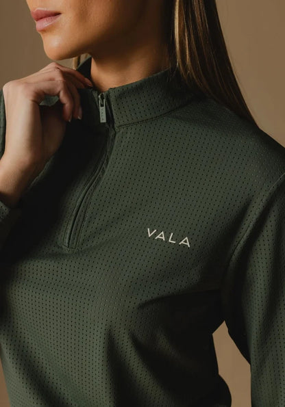 Elsa Mesh LS Zip Neck Top
