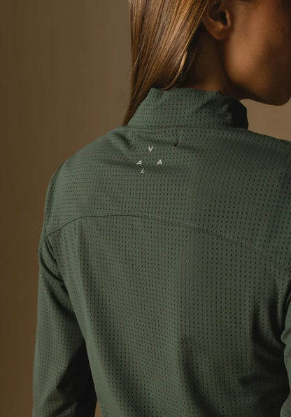 Elsa Mesh LS Zip Neck Top