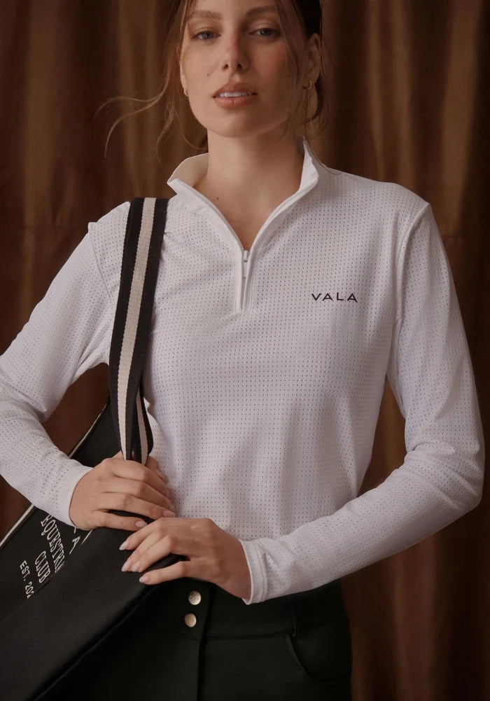 Elsa Mesh LS Zip Neck Top