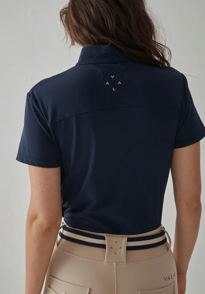 Elsa Mesh SS Zip Neck Top