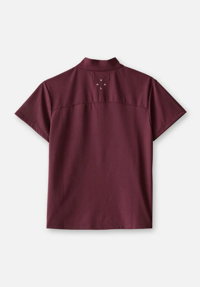 Elsa Mesh SS Zip Neck Top