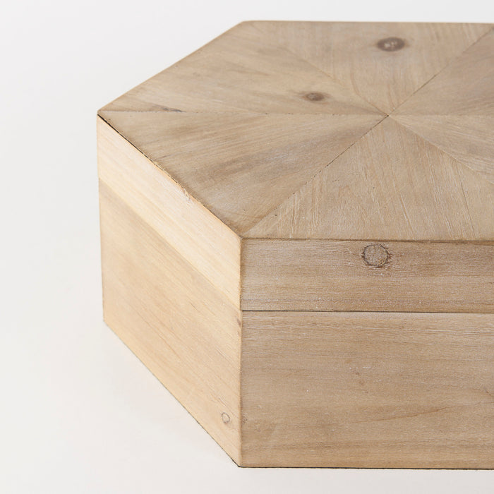 Elyse (Set of 2) 14L x 12W Brown Wooden Hexagonal Boxes