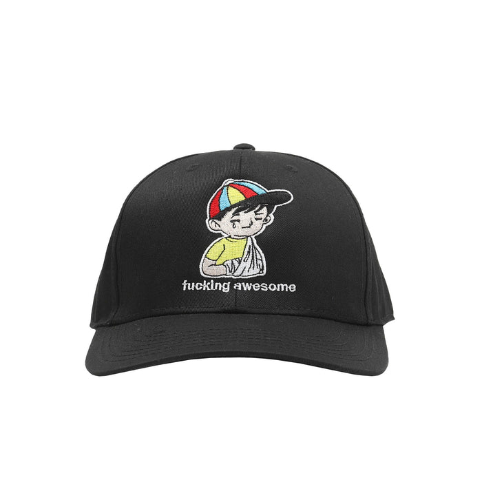 Embroidered Wanto Kid 6-Panel Hat - Black