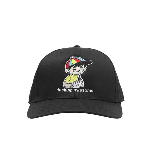 Embroidered Wanto Kid 6-Panel Hat - Black