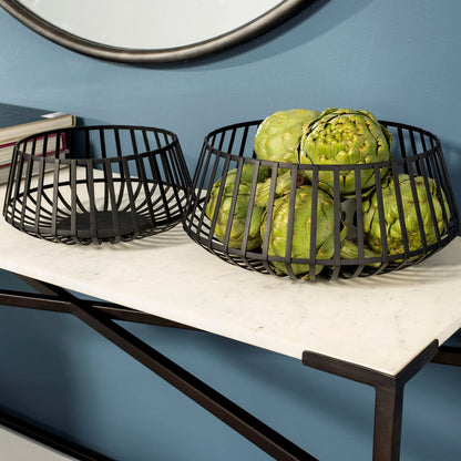 Emilio Set of 2 Black Metal Slated Bowls