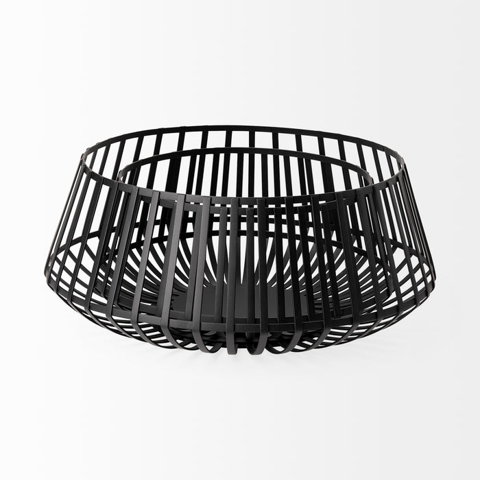 Emilio Set of 2 Black Metal Slated Bowls