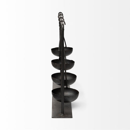 Enos 19L x 3W Black Metal 4 Bowl Ancient Spice Market Decorative Display
