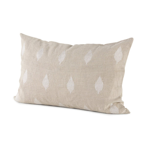 Enya 13L x 21W Beige and Cream Fabric Patterned Decorative Pillow Cover