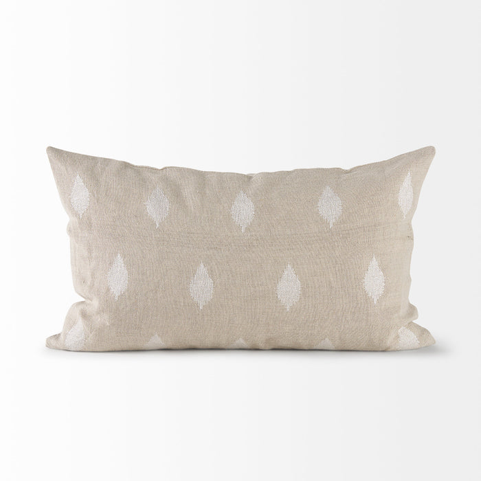 Enya 13L x 21W Beige and Cream Fabric Patterned Decorative Pillow Cover