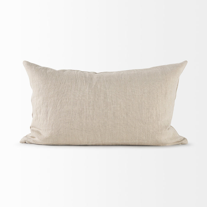 Enya 13L x 21W Beige and Cream Fabric Patterned Decorative Pillow Cover