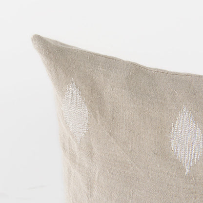 Enya 13L x 21W Beige and Cream Fabric Patterned Decorative Pillow Cover