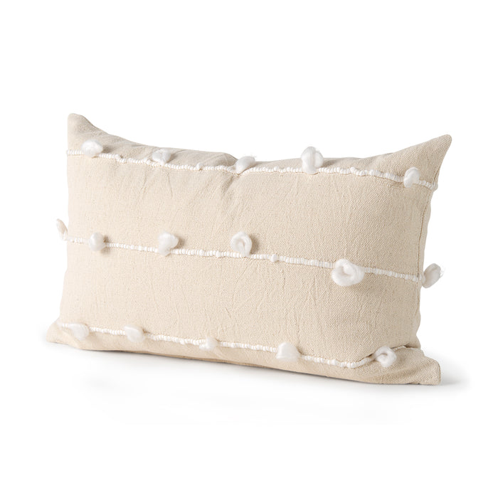 Erica 13 x 21 Cream With White Detail Decorative Pillow Cover
