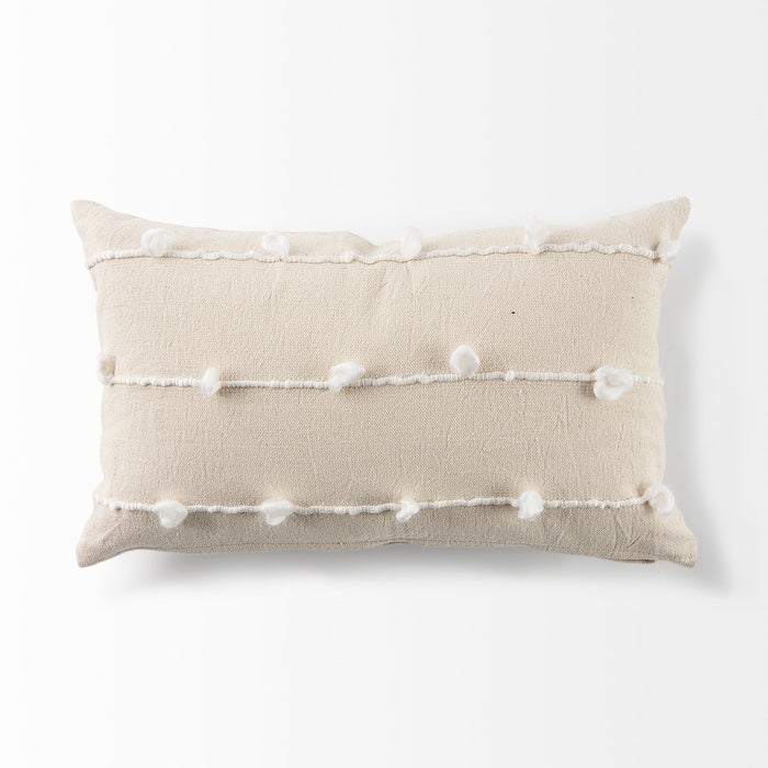 Erica 13 x 21 Cream With White Detail Decorative Pillow Cover