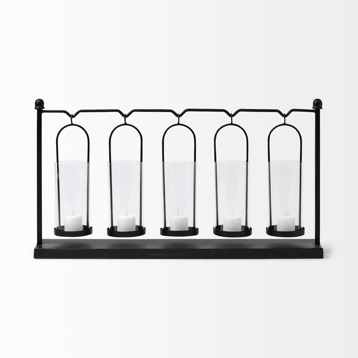 Erlen Black Metal Hanging Votive Five Candle Table Candle Holder