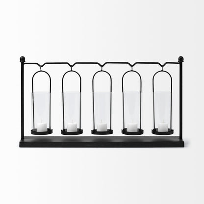 Erlen Black Metal Hanging Votive Five Candle Table Candle Holder