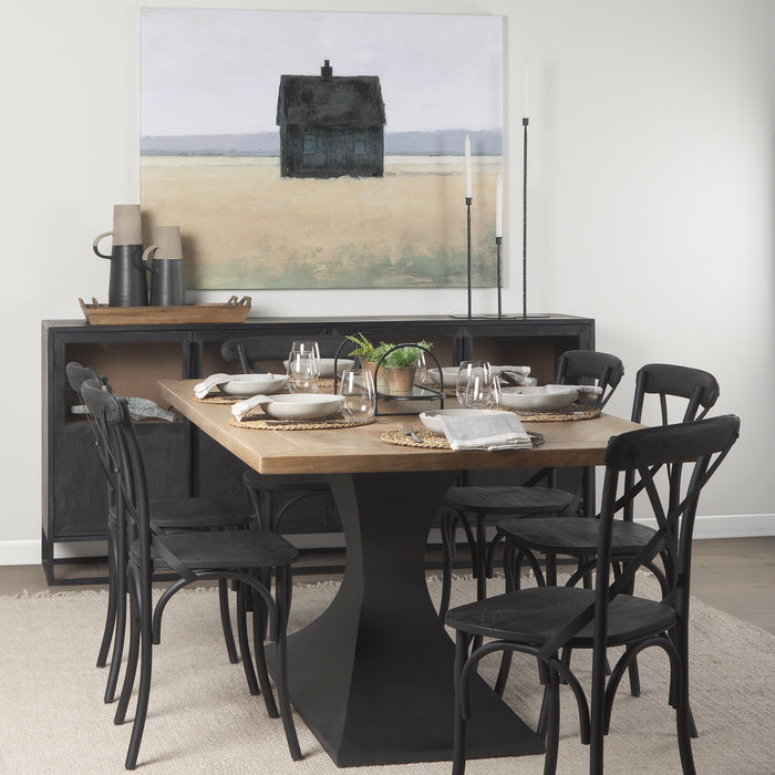 Evianna 30L x 7W x 7H Mirrored W/Black Metal Frame Tray