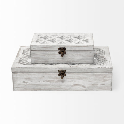 Floribundus (Set of 2) Off-White Decorative Boxes
