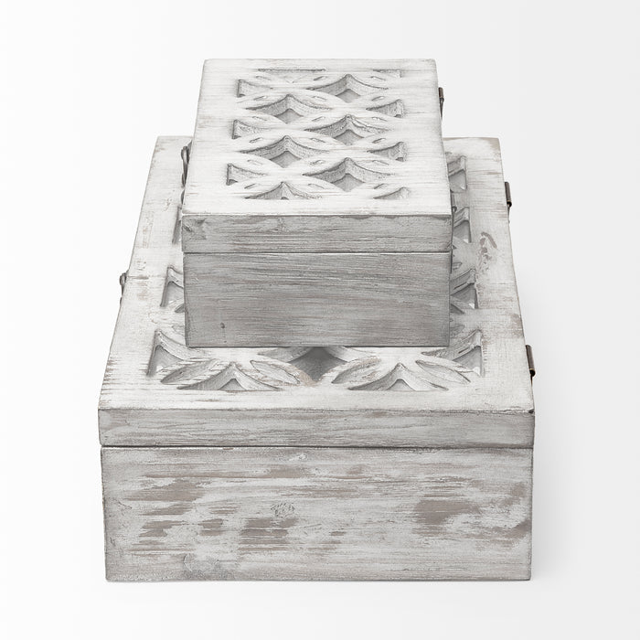 Floribundus (Set of 2) Off-White Decorative Boxes