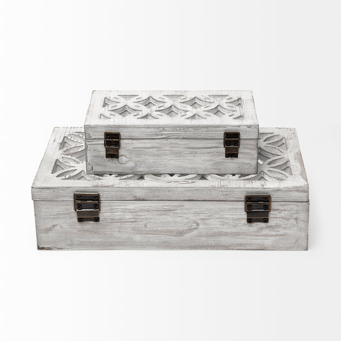 Floribundus (Set of 2) Off-White Decorative Boxes