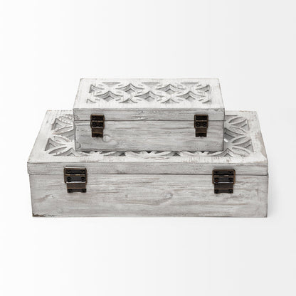 Floribundus (Set of 2) Off-White Decorative Boxes