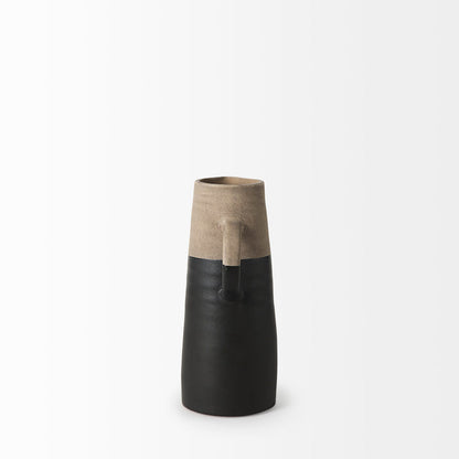 Garand Small 13H Two-Toned Black/Natural Ceramic Jug