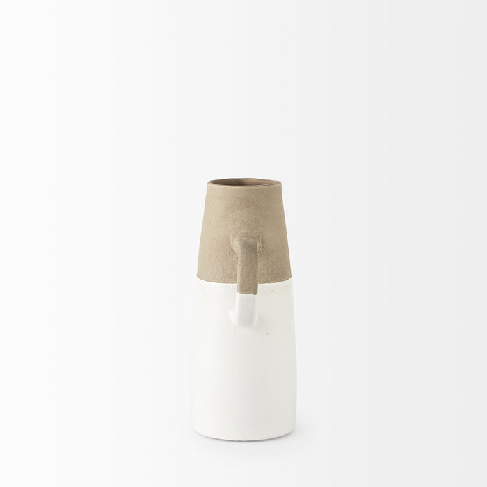 Garand Small 13H Two-Toned White Natural Ceramic Jug