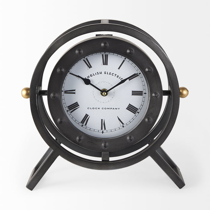 Gaston Gray Metal Circular Table Clock