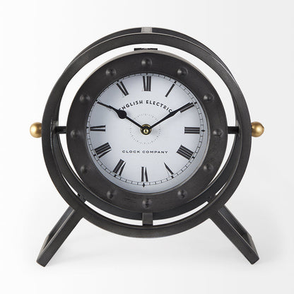 Gaston Gray Metal Circular Table Clock