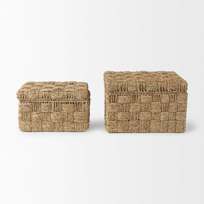 Hanalei Set of 2 Seagrass Boxes with Lids
