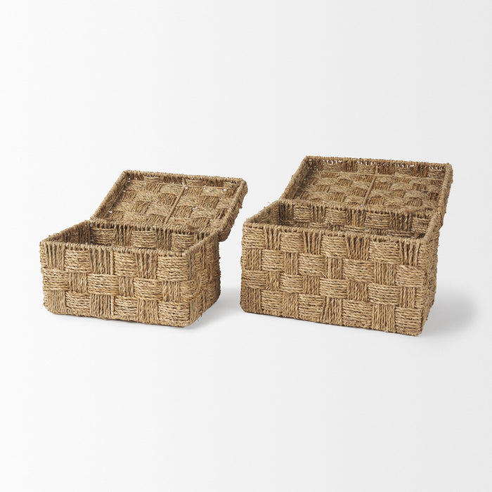 Hanalei Set of 2 Seagrass Boxes with Lids