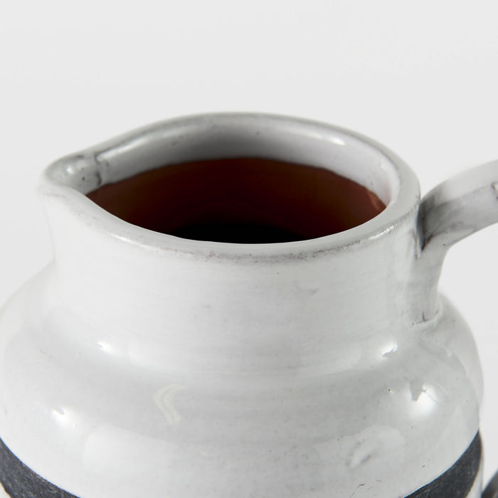 Harmon I Small White w/ Charcoal Stripes Ceramic Jug