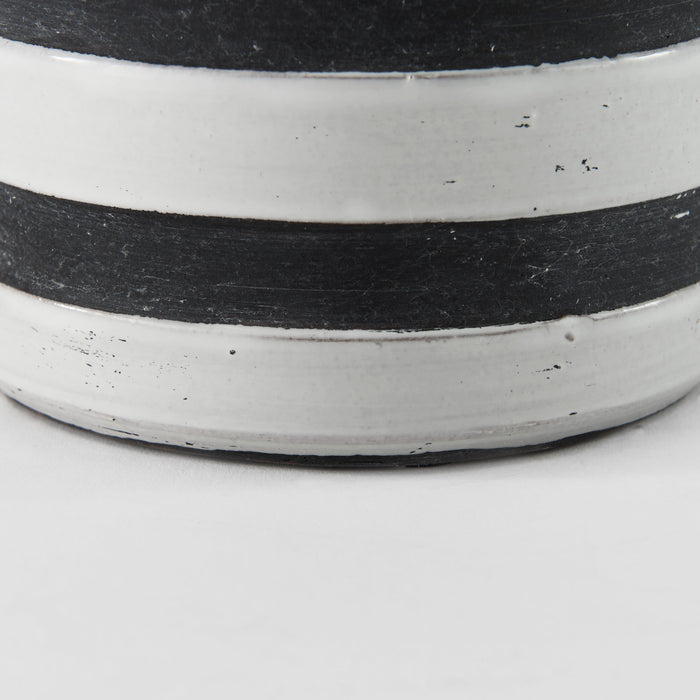 Harmon I Small White w/ Charcoal Stripes Ceramic Jug