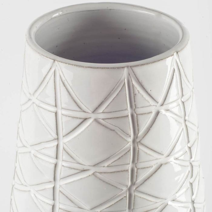 Harrier II Large Gray Ceramic Dark Base White Vase