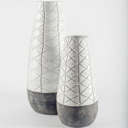 Harrier II Large Gray Ceramic Dark Base White Vase