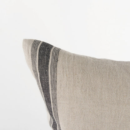Hattie 20L x 20W Beige and Black Fabric Striped Decorative Pillow Cover