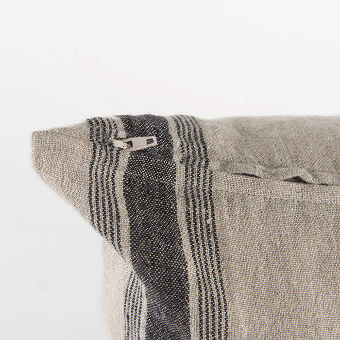 Hattie 20L x 20W Beige and Black Fabric Striped Decorative Pillow Cover