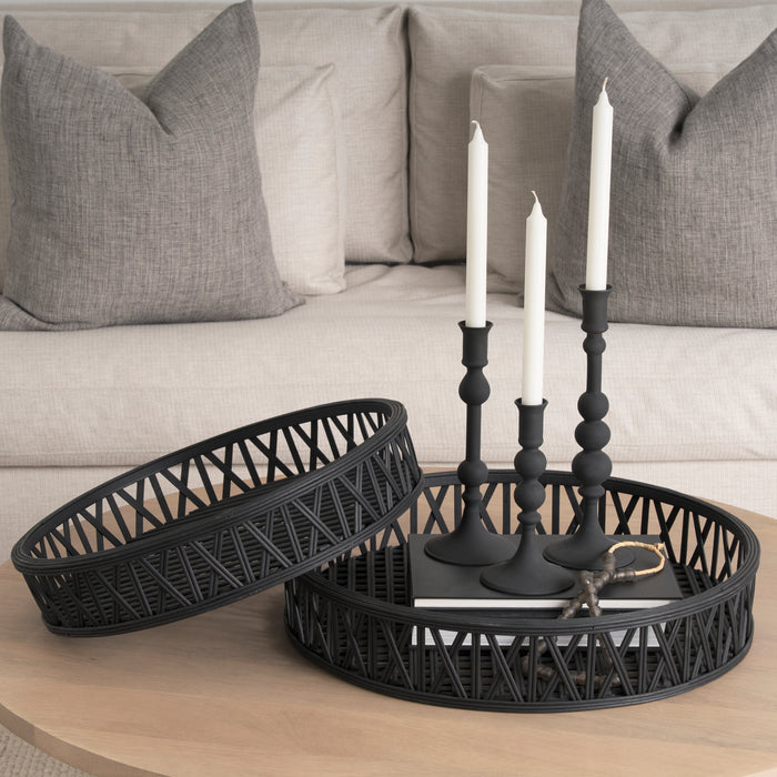 Haute Small Matte Black Blown Glass Candlestick