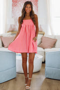 Walk By the Ocean Mini Dress - Pink and Orange