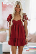 When You Think of Me Babydoll Mini Dress - Black and Red